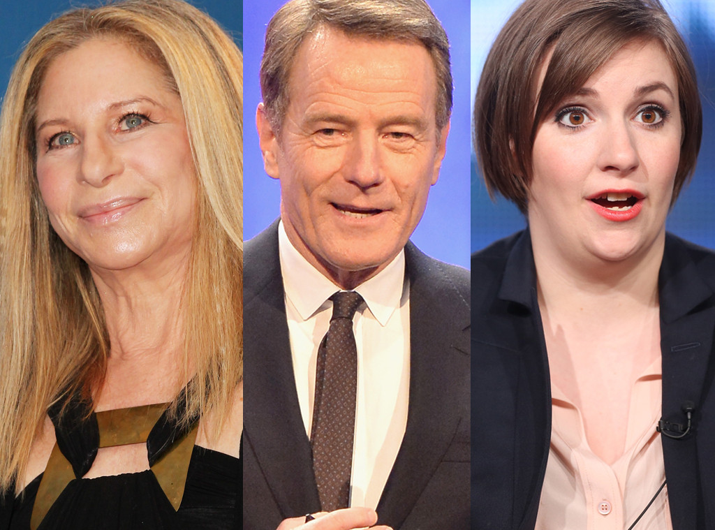 Lena Dunham, Bryan Cranston, Barbra Streisand Lena Dunham, Bryan Cranston, Barbra Streisand